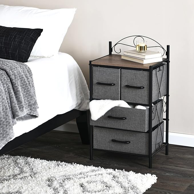 Household Essentials Ashwood Iron & Engineered Wood 4-Drawer Chest