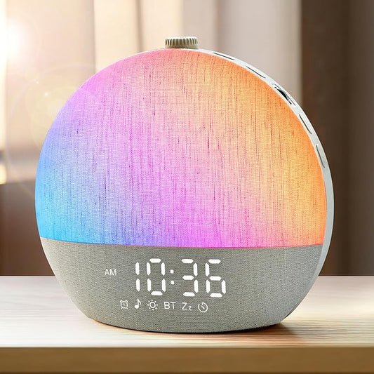 Sunrise Alarm Clock, White Noise Sound Machine, Sunlight Alarm Clocks for Bedrooms, 9 Natural Wake Up RGB Night Light, 30 Soothing Sounds for Heavy Sleepers, Baby, Kids, Adults Gifts