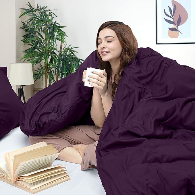 Utopia Bedding Duvet Cover Full Size - 3 Piece with Zipper Closure - 1 Comforter Cover 80X90 Inches & 2 Pillow Shams 20X26 Inches (Purple) Comforter Not Included