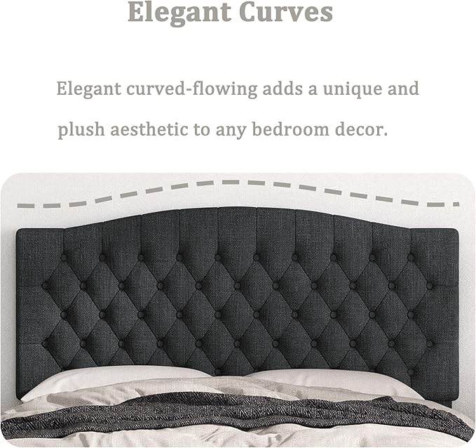 Befurtori Queen Headboard Only, Upholstered Headboard for Adjustable Bed Linen Tufted Queen/Full Size Wall Mounted Head Board with Solid Wood Legs Head Board, Dark Gray