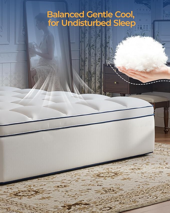 KAYFIA Cal King Mattress Topper,Extra Thick Mattress Pad Cover for Deep Sleep,3D+7D Snow Down Alternative Fill Overfilled Plush Pillow Top with 8-23 Inch Deep Pocket-White