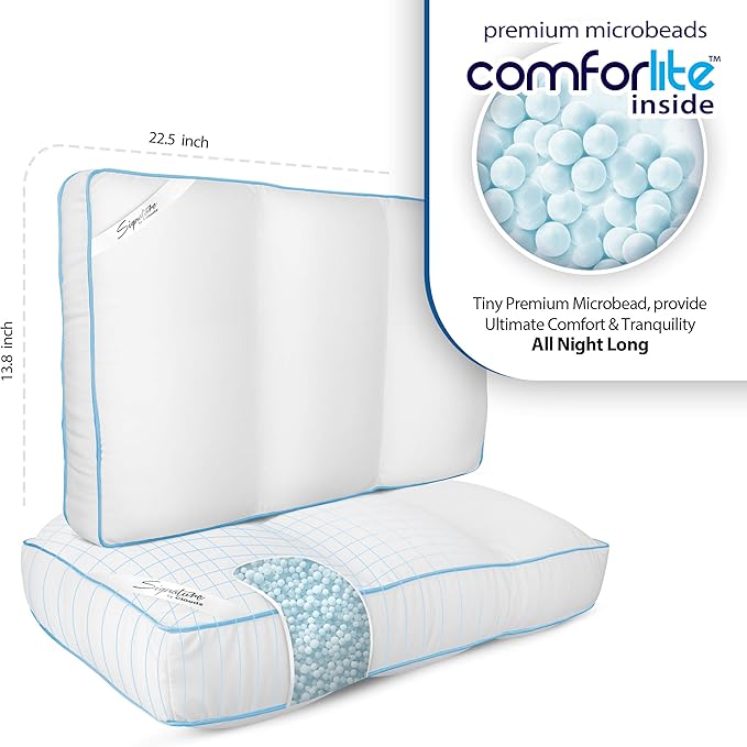 Cloudz Signature Premium Hypoallergenic Stay Cool Ultra Soft Microbead Bed Pillow - White
