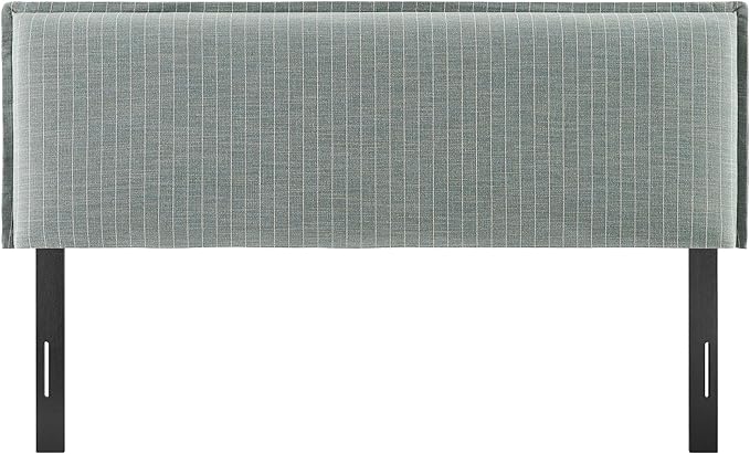 Modway Camille Full Size Striped Linen Blend Pinstripe Headboard with Removable Slipcover – in Spa Blue Stripe - Padded Pillow Style Headboard with Adjustable Mounting for Full Beds
