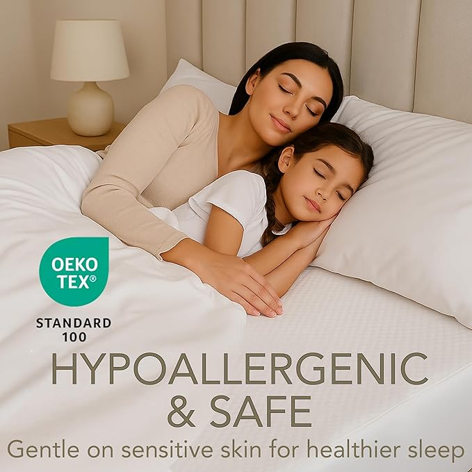 Queen Size Premium Mattress Protector | 100% Waterproof Tencel Cover | Cooling & Breathable Deep Pocket Mattress Pad Queen | Noiseless, Hypoallergenic, Soft, Washable Fitted Bed Protector