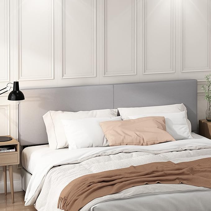 Furinno Roanne Upholstered Headboard, King, Glacier