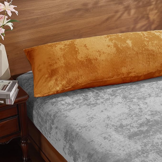 BEDELITE Velvet Body Pillow Cover with Zipper, Soft and Plush 20x54 Long Pillow Case, Velvety Smooth and Cozy Body Pillow Pillowcase for Bedroom and Couch, for All Seasons(Burnt Orange)