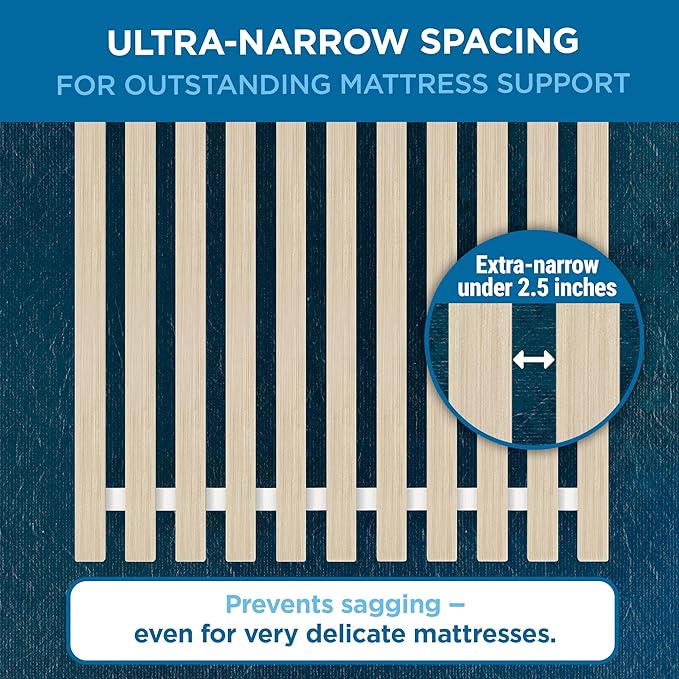 Meliusly SlatSure Queen Size Bunkie Board – Heavy Duty Vertical Bed Slats & Foldable Wooden Support Board for Sagging Mattress or Platform Bed Frame, Box Spring Alternative and Replacement