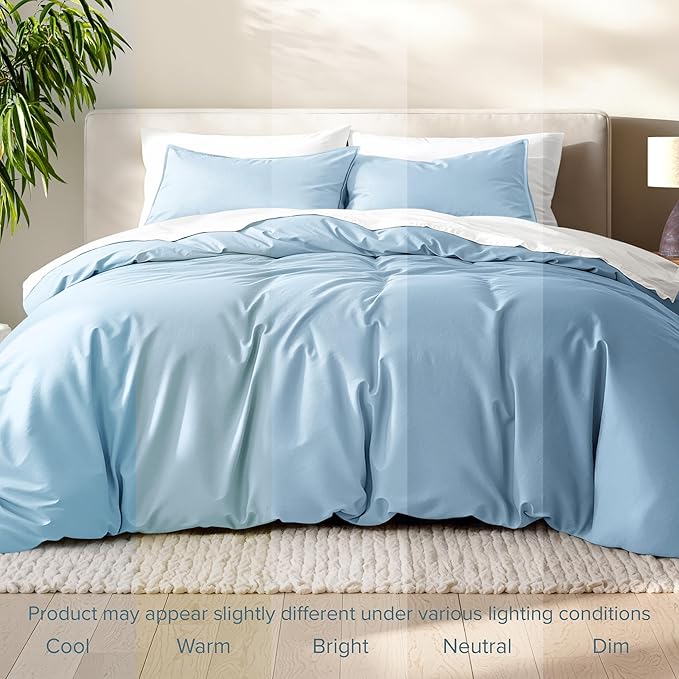 Bare Home Bedding Duvet Cover Queen Size - Premium 1800 Super Soft Collection - Lightweight, Cooling Duvet Cover - Soft Breathable Bedding (Queen, Light Blue)