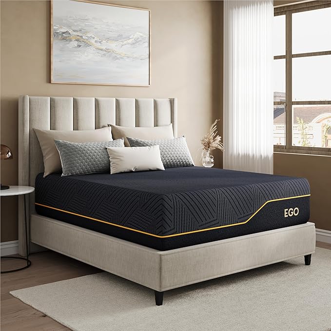 MLILY EGOHOME 14 Inch Twin XL Memory Foam Mattress for Cooling Sleep, Pressure Relief Cooling Copper Gel Bed in a Box, Foam Made in USA, CertiPUR-US Certified, Medium Plush, 38x80x14 Black