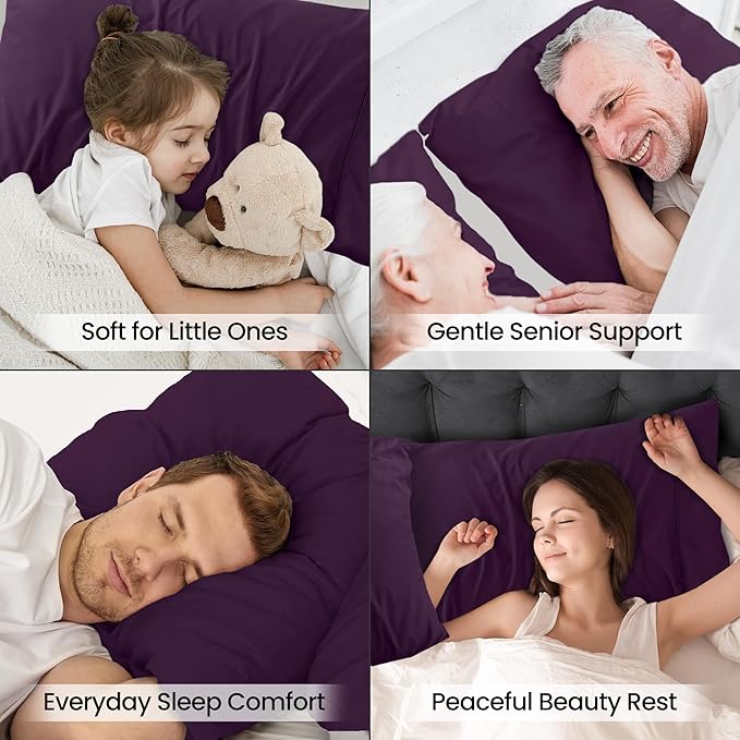 Utopia Bedding Queen Pillow Cases - 2 Pack - Envelope Closure - Soft Brushed Microfiber Fabric - Shrinkage and Fade Resistant Pillow Covers Queen Size 20 X 30 Inches (Queen, Purple)