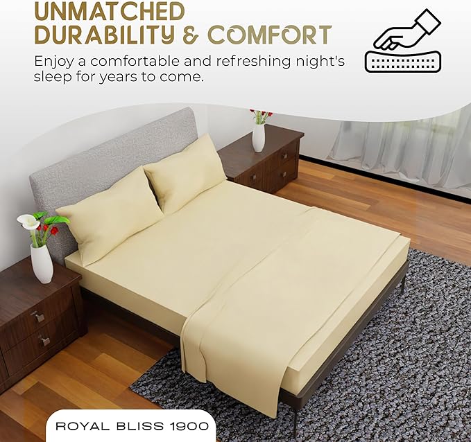 Queen Sheet Set - 4 Piece Double Brushed Queen Size Deep Pocket Bedding - Tan Cooling Sheets