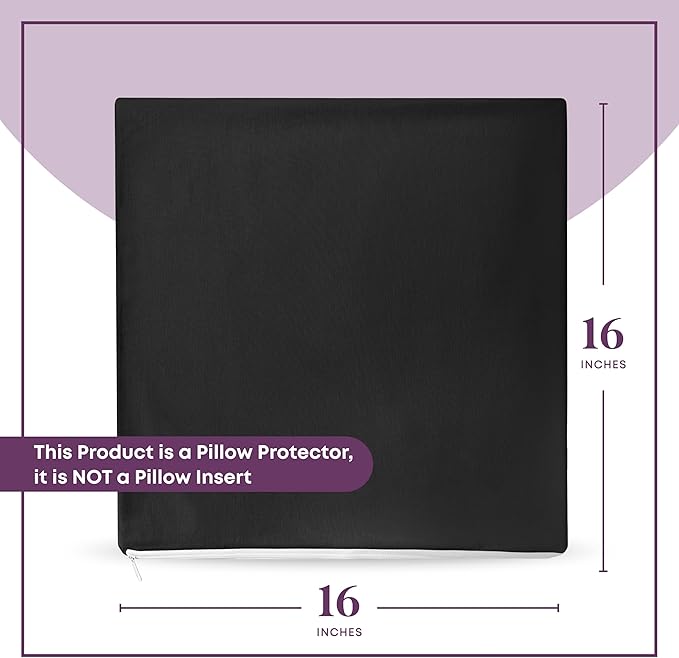 CIRCLESHOME Throw Pillow Protectors - 100% Cotton Breathable Pillowcases - 16 X 16 Square Pillowcases - Protects Pillows from Dirt, Dust and Debris (Square Pillow - 4 Pack- 16x16)