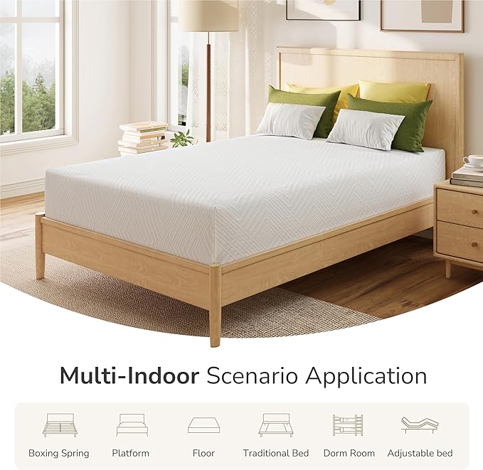 MLILY Full Mattress in a Box, 10 inch Mattresses for Platform Bed Double Size Daybed Bunk, Green Tea Memory Foam Medium Firm