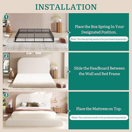 YITAHOME Queen Size Bed Frame, Velvet Upholstered Platform Bed Frame with Headboard, Soft Cloud Bed with Footboard, Rounded Corners, 10 Seconds Easy Assembly, Beige (Not Include Box Spring)
