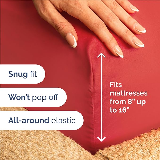 Split King Size 5 Piece Sheet Set - Comfy Breathable & Cooling Sheets - Hotel Luxury Bed Sheets for Women & Men - Deep Pockets, Easy-Fit, Extra Soft & Wrinkle Free Sheets - Red Oeko-Tex Bed Sheet Set