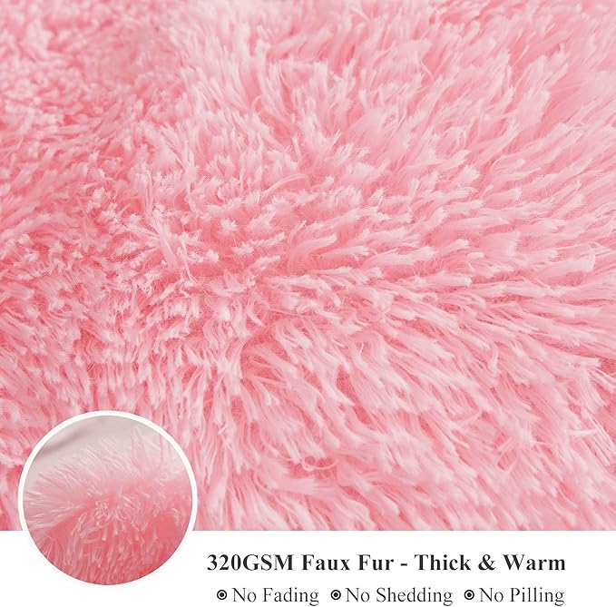 XeGe Cozy 20x54 Long Fluffy Body Pillow Cover, Plush Fuzzy Faux Fur Body Pillowcase with Zipper, Rectangular Furry Bed Pillow Sham for Pregnant Women Side Sleeper, Shaggy Bedding Pillow Light Pink