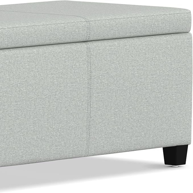 SIMPLIHOME Avalon Storage Ottoman Bench - 48" Wide x 16" High Upholstered Linen Look Fabric Rectangular Lift-Top Ottoman in Light Stone Grey, Transitional Bench for Living Room with High-Density Foam