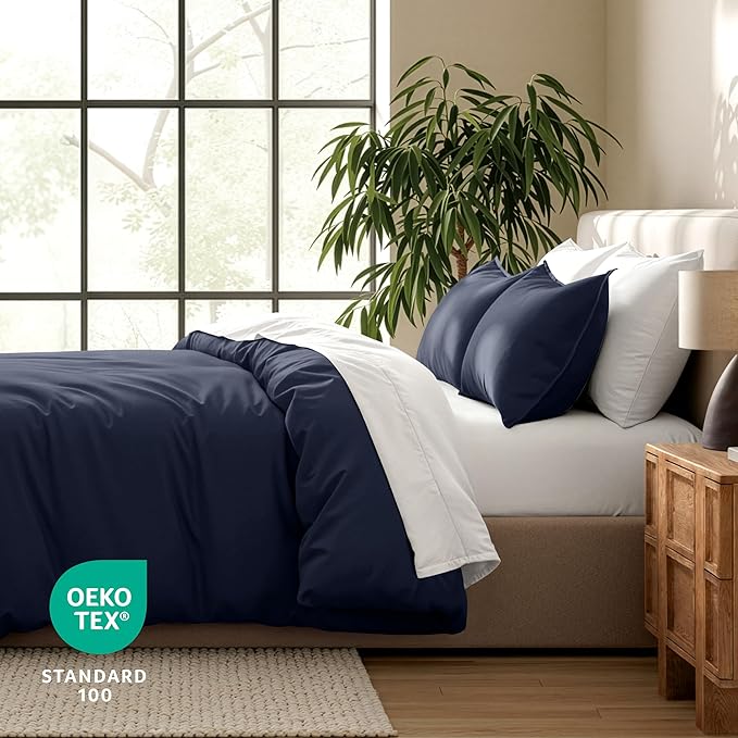 Bare Home Bedding Duvet Cover California King Size - Premium 1800 Super Soft Collection - Lightweight, Cooling - Soft Breathable Bedding Duvet Cover (Cal King, Midnight Blue)