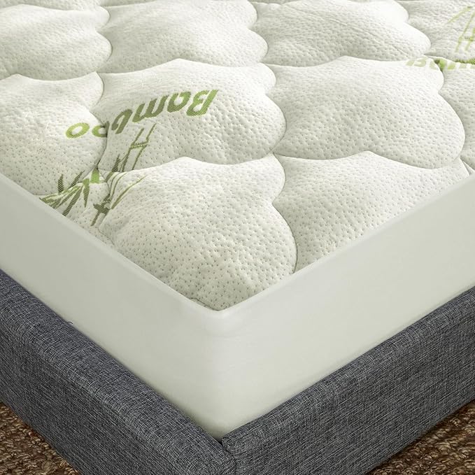 Twin XL Mattress Pad, Quilted Thick Viscose XL Mattress Topper, Noiseless Plush Pillow Top Mattress Pad Twin XL Fits 15-23 Inches Extra Deep Mattresses