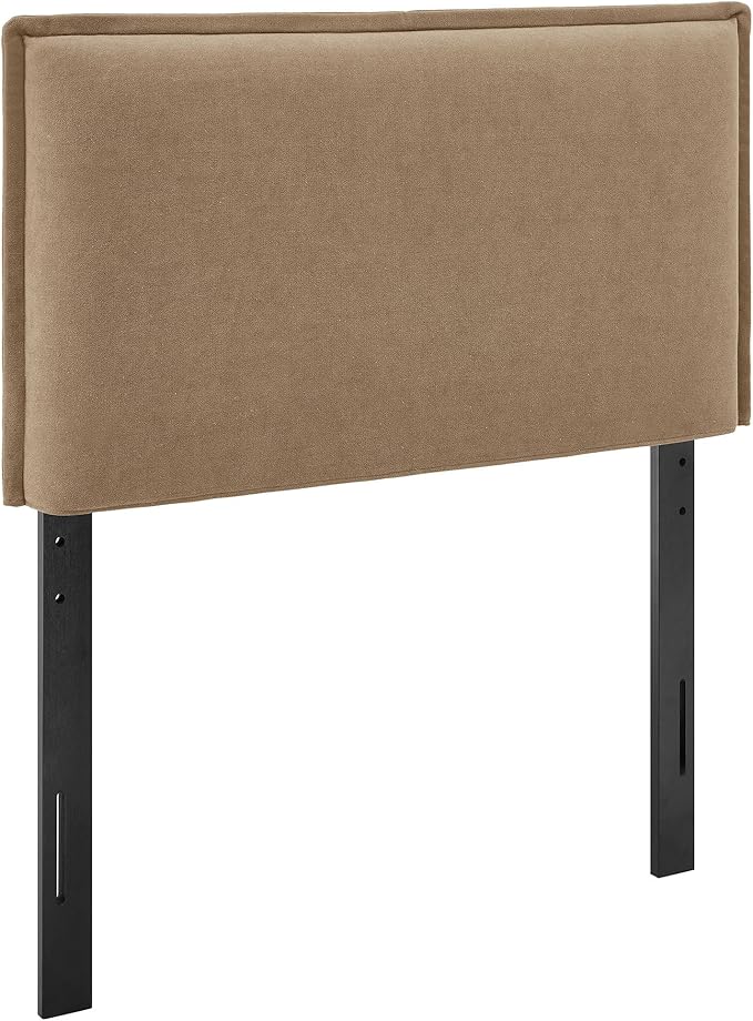 Modway Camille Twin Size Upholstered Linen Blend Headboard with Removable Slipcover – in Almond - Padded Pillow Style Headboard with Adjustable Mounting for Twin Beds