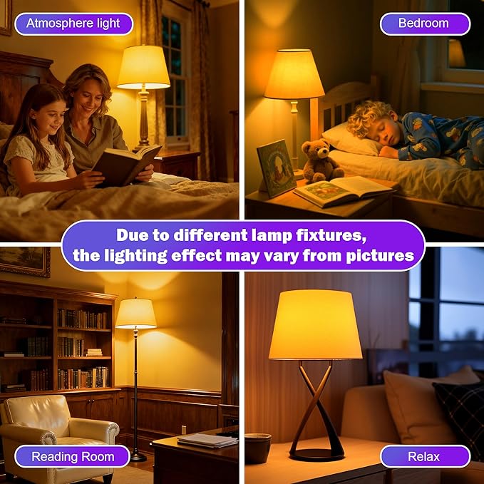 Amber Sleep Light Bulbs, Blue Light Blocking, A15 3W(25 Watt Equivalent) Dim Light Bulbs for Lamp, 1800K Warm Light Bulb, E26 for Healthy Sleep, Bedroom, Kids Room, 2 Pack
