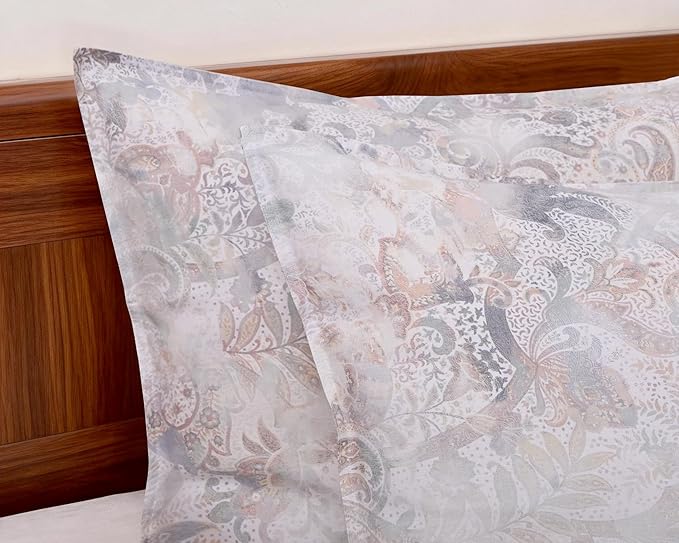 CHUFFED 100% French Linen Pillow Cases Beige Iris Print, Farmhouse Floral Stone Washed Pillow Shams with Envelope Closure Soft Breathable Vintage Pillow Covers for Decor,20x36 inches