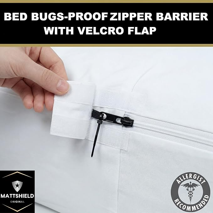 MATTSHIELD Ultimate Sensitive Skin 3-Piece Kit – Twin XL Size Bed Bug Mattress Protector + 2 Zippered Pillow Covers – Organic Cotton Terry Top – Waterproof 6-Sided Encasement, Soft & Breathable