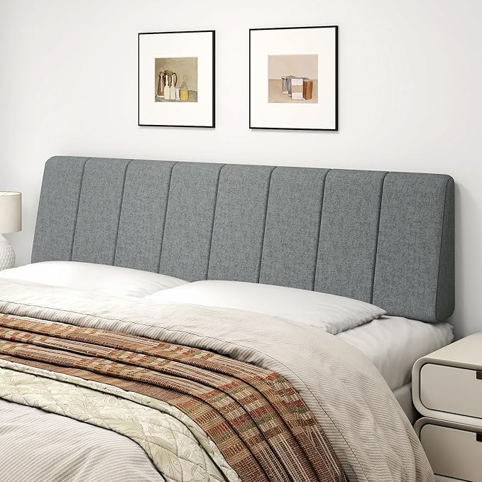 King Size Headboard Only-No Assembly, Upholstered Headboard King Size Linen Fabric Modern Style Headboards Extra-Thick, Dark Gray
