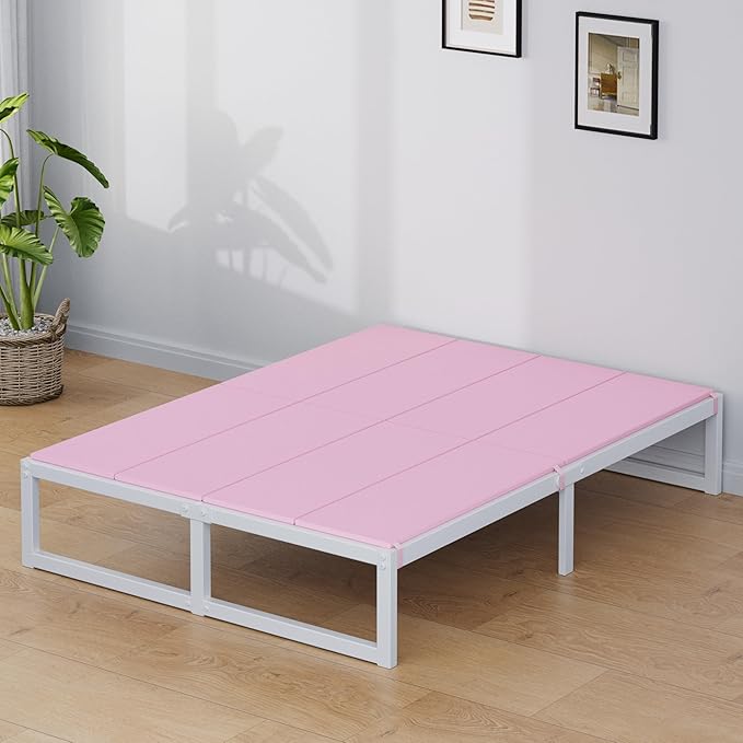 Lutown-Teen Bunkie Board King Under Mattress High-Density Polymer Mattress Support Board King Anti-Sag, Breathable, Moisture Resistant, Noise Minimizing, Pink