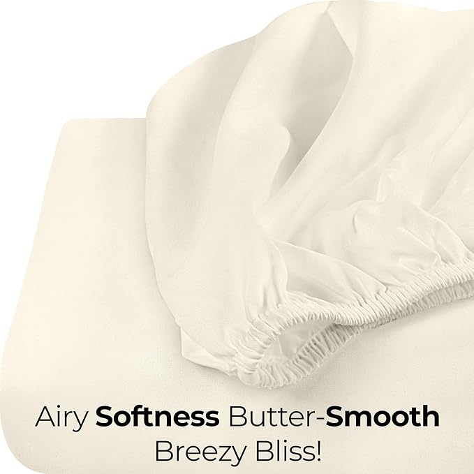 Utopia Bedding Queen Fitted Sheet - Bottom Sheet - Deep Pocket - Soft Microfiber - Shrinkage and Fade Resistant - Easy Care -1 Fitted Sheet Only (Ivory)