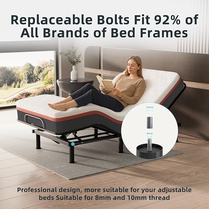 Adjustable 8-12 inch Bed Legs Metal Replacement Heavy Duty Leg M8 M10 Thread 6Pcs Support Leg for Adjustable Bed Frame, Sofa, Cupboard, Desk