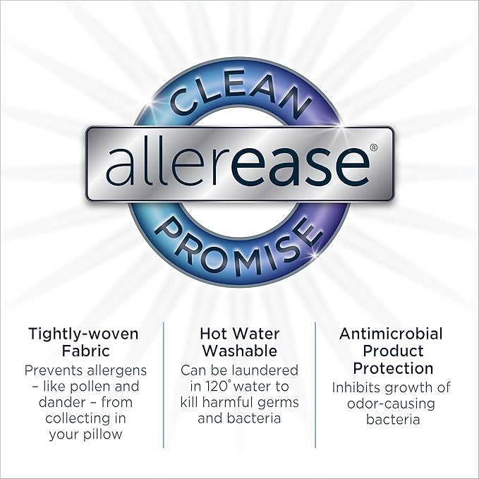 AllerEase Platinum Allergy Defense Particles Proof Temperatur Balancing Luxurious Plush Fabric Machine Washable Durable Zippered Pillow Protector, King Size, White