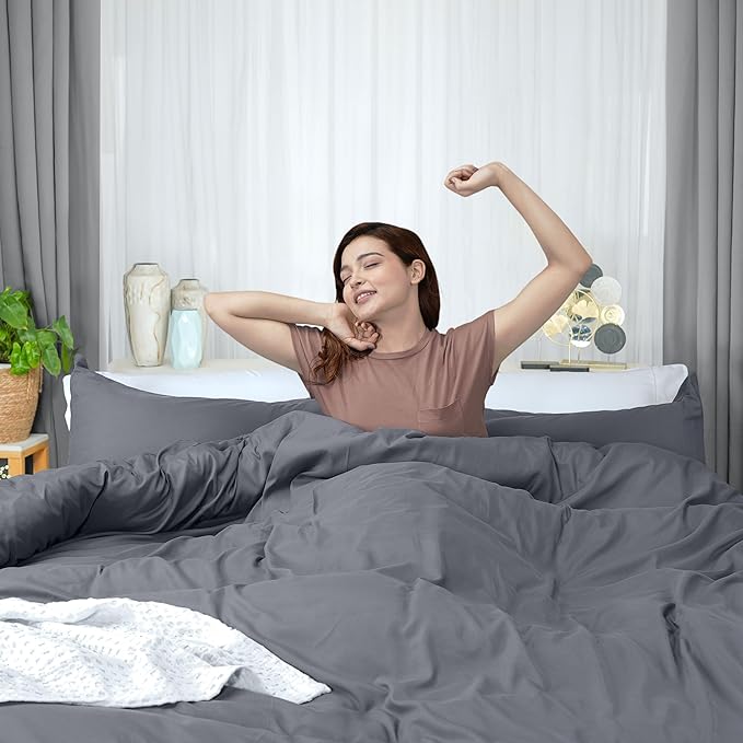 Utopia Bedding Duvet Cover Twin Size - 2 Piece with Zipper Closure - 1 Comforter Cover 68X90 Inches & 1 Pillow Sham 20X26 Inches (Grey) Comforter Not Included
