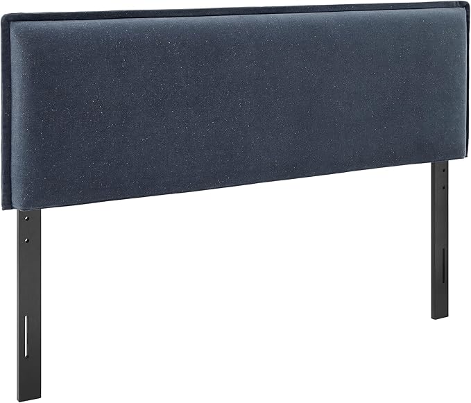 Modway Camille Queen Size Upholstered Linen Blend Headboard with Removable Slipcover – in Denim - Padded Pillow Style Headboard with Adjustable Mounting for Queen Beds