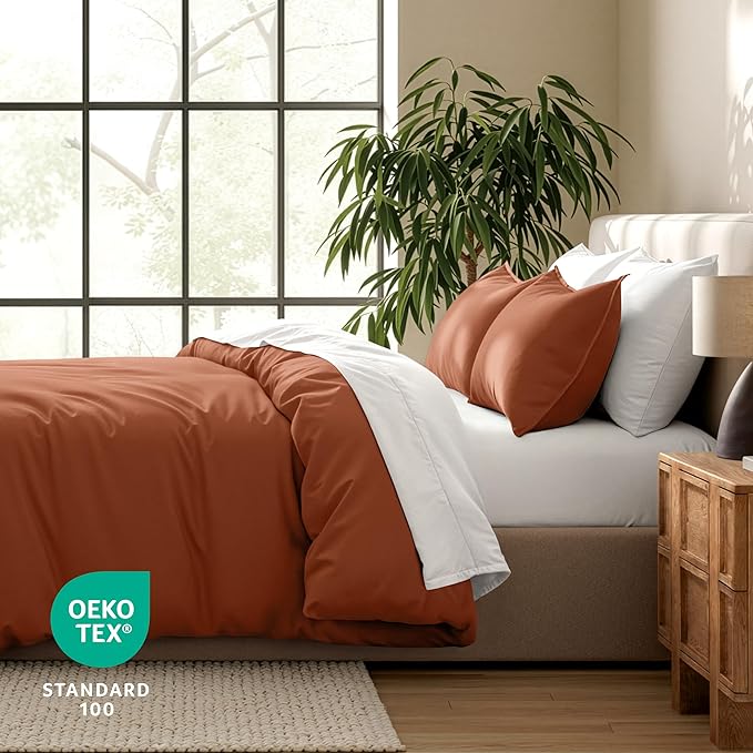Bare Home Bedding Duvet Cover Extra Long Size - Premium 1800 Super Soft Collection - Lightweight, Cooling - Soft Breathable Bedding Duvet Cover (Twin/Twin XL, Terracotta)