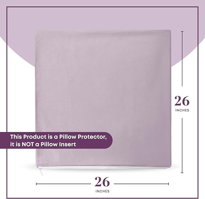 CIRCLESHOME European Pillow Protectors - 100% Cotton Breathable Pillowcases - 26 X 26 Square Pillowcases - Protects Pillows from Dirt, Dust and Debris (European- 2 Pack- 26x26)