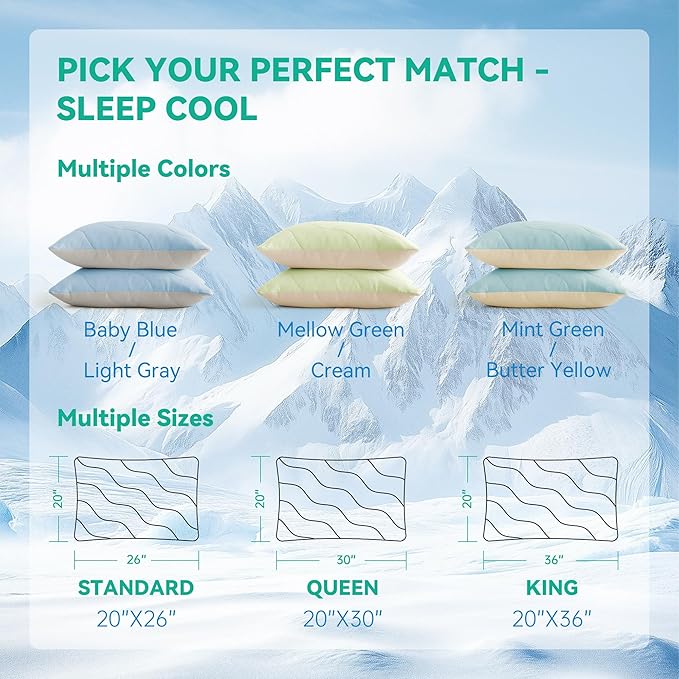 Three Geese Cooling Goose Feather Down Pillows Standard Size Set of 2, Q-Max>0.45, Cool Hotel Bed Pillows for Hot Sleepers, Washable Removable Cover, 20" x 26"