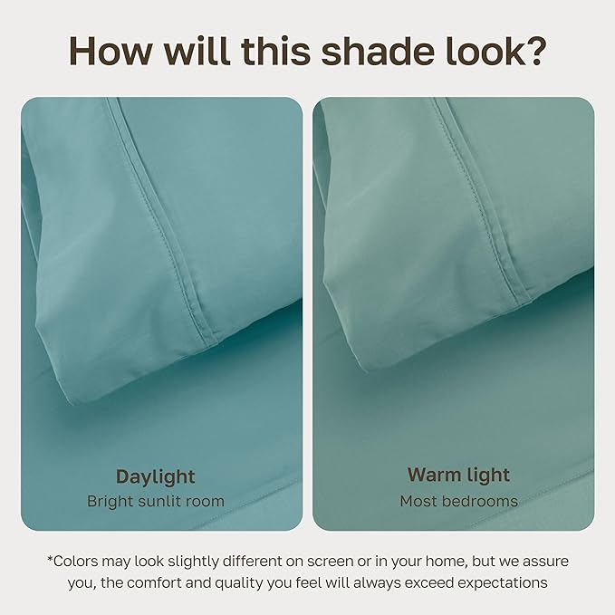 California Design Den Standard Queen Size Pillowcase Set - 400 Thread Count, 100% Cotton Sateen, Set of 2 Pillow Covers, Soft and Breathable - Teal