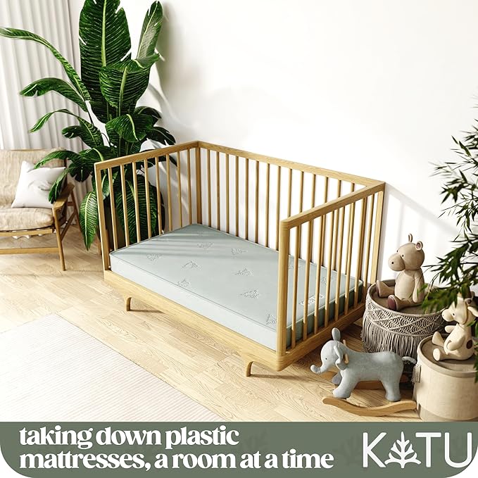 KATU 100% Organic Latex+Coconut 2-Stage Crib Mattress for Infant/Newborn/Toddler Safe Non-Toxic Hypoallergenic Breathable GOTS GOLS w