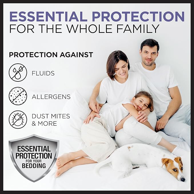 Protect-A-Bed Essential Mattress Protector Twin, Dust Mite Resistant, Noiseless and Odor-Resistant Mattress Cover, 100% Waterproof Top, Machine Washable, Fits 11"-18" Mattresses