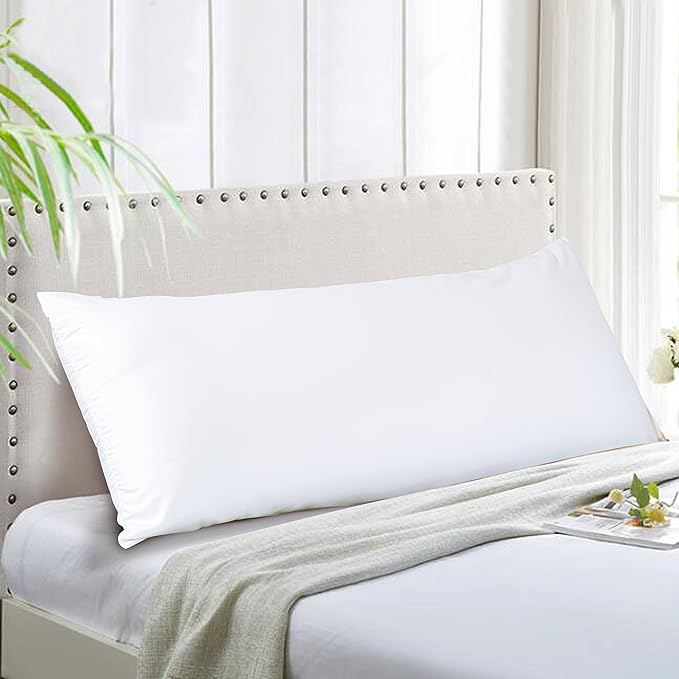 Evolive Ultra Soft Microfiber Body Pillow Cover/Pillowcases 21"x54" with Hidden Zipper Closure (21"x54" Body Pillow Cover, White)