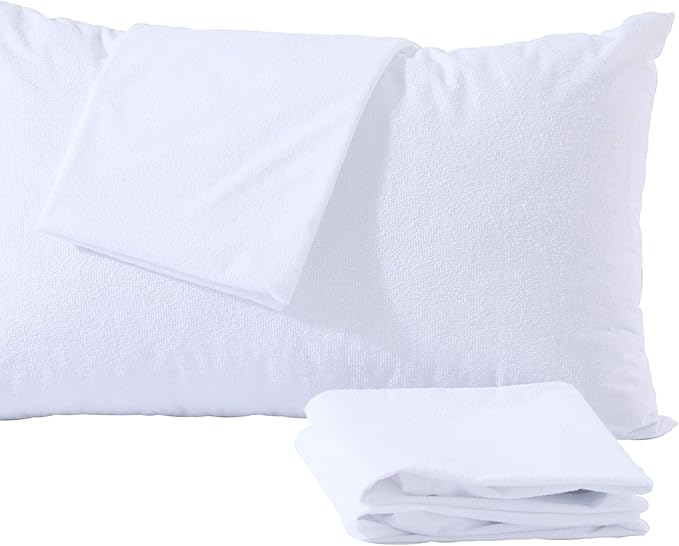 Niagara Waterproof Pillow Protectors King 4 Pack Cotton Terry 100% Waterproof Cooling Zippered Cotton White T Pillow Encasement Washable Long Life Soft Breathable