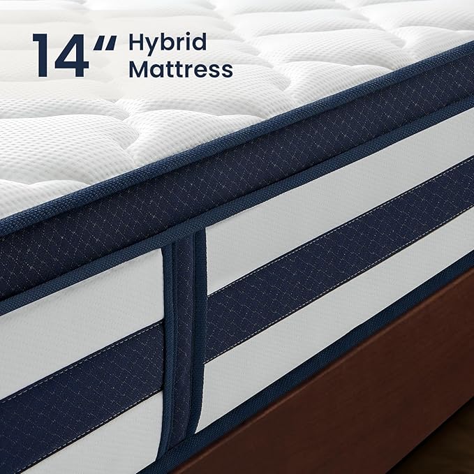 Queen Size Mattress, 14 Inch Gel Memory Foam Sprung Hybrid Mattress, Cooling and Pressure Relief for Breathable Sleep, Certipur-Us Certified, 120-Night Home Trial, Apex Collection