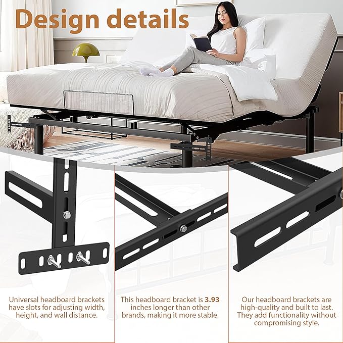 Adjustable Bed Headboard Brackets,Universal Headboard Brackets for Adjustable Bed Base for Twin/King/Queen/Full Size Bed Frame