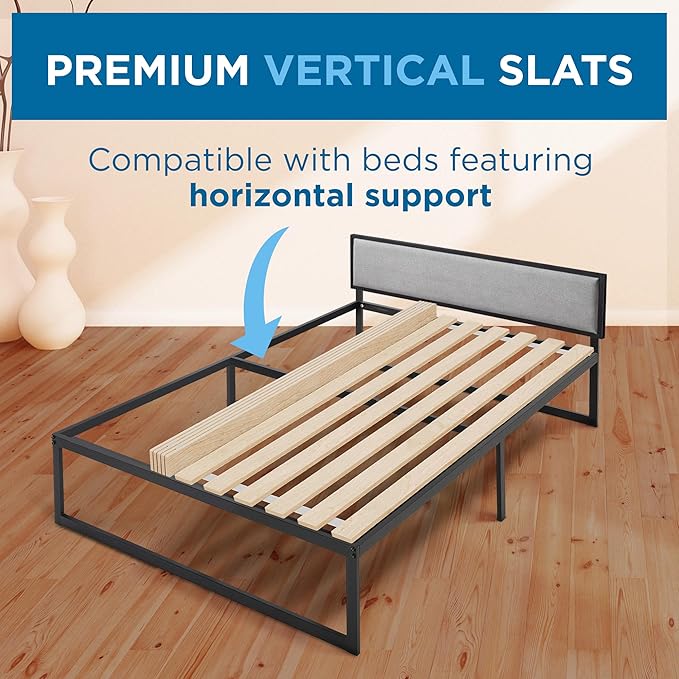 Meliusly SlatSure Full Size Bunkie Board – Heavy Duty Vertical Bed Slats & Foldable Wooden Support Board for Sagging Mattress or Platform Bed Frame, Box Spring Alternative and Replacement