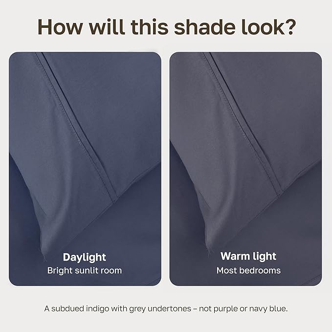 California Design Den 100% Cotton Duvet Cover Queen/Full Only - Winner Good Housekeeping Best Bedding Awards 2025, Premium 400 Thread Count Sateen, Button Closure & Corner Ties - Indigo Dusty Blue