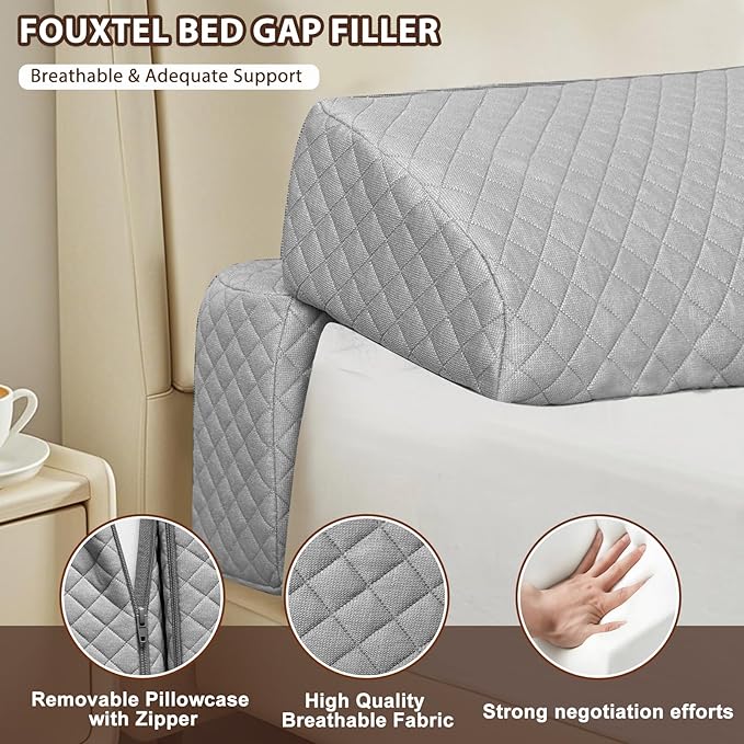 4 Modes Pillow Wedge for Headboard Gap, Foldable Bed Wedge Pillow, Bed Gap Filler King Size Fill The Gap (0-7"), Mattress Gap Filler Long Pillow Between Headboard and Mattress