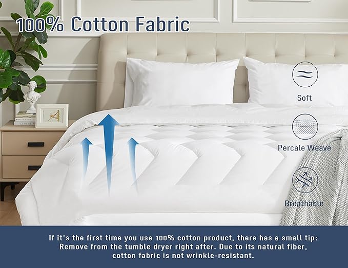 Pillow Cases, King Size Cotton Percale Weave Pillowcases, Pre-Shrunk Breathable and Hypoallergenic Pillowcases, Set of 2 (2 Piece King 20 Inch x 40 Inch, White)