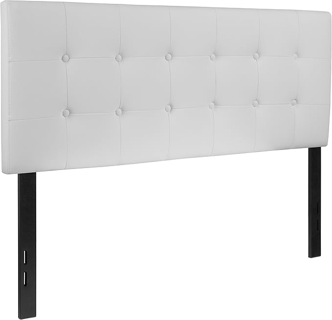 Flash Furniture Lennox Tufted Upholstered Full Size Headboard in White Vinyl