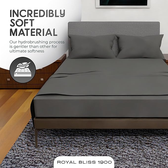 Full Size Bed Sheets – 4Pcs Bed Sheets Full Size Set, Deep Pocket, Double Brushed Microfiber, Fade Resistant, Soft & Breathable for Cozy and Comfortable Sleep(Dark Grey)